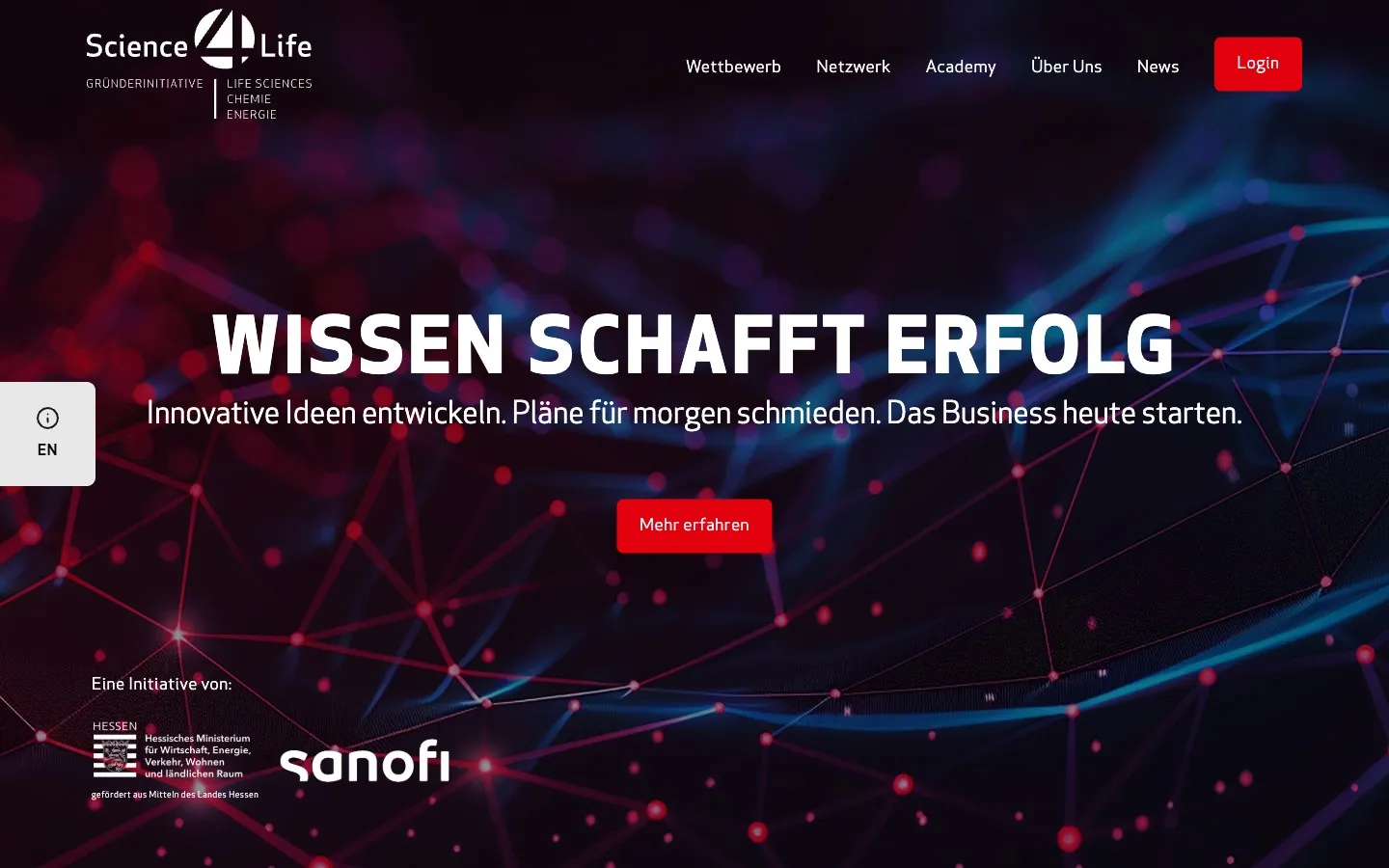 Screenshot der Science4Life-Website mit dem Programm des Startup-Wettbewerbs